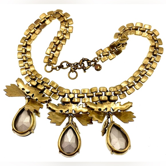 Beautiful Signed J.Crew Necklace Sparkling Crystal Cluster Gold Tone Statement - Picture 6 of 8